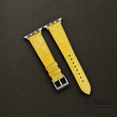 Yellow Alligator Leather Apple Watch Band — front view