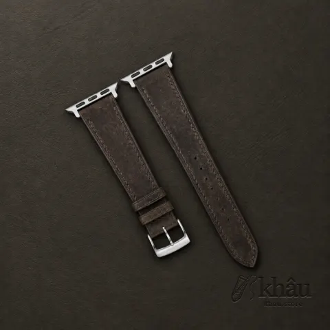 Umber Brown Habana Leather Apple Watch Band — front view