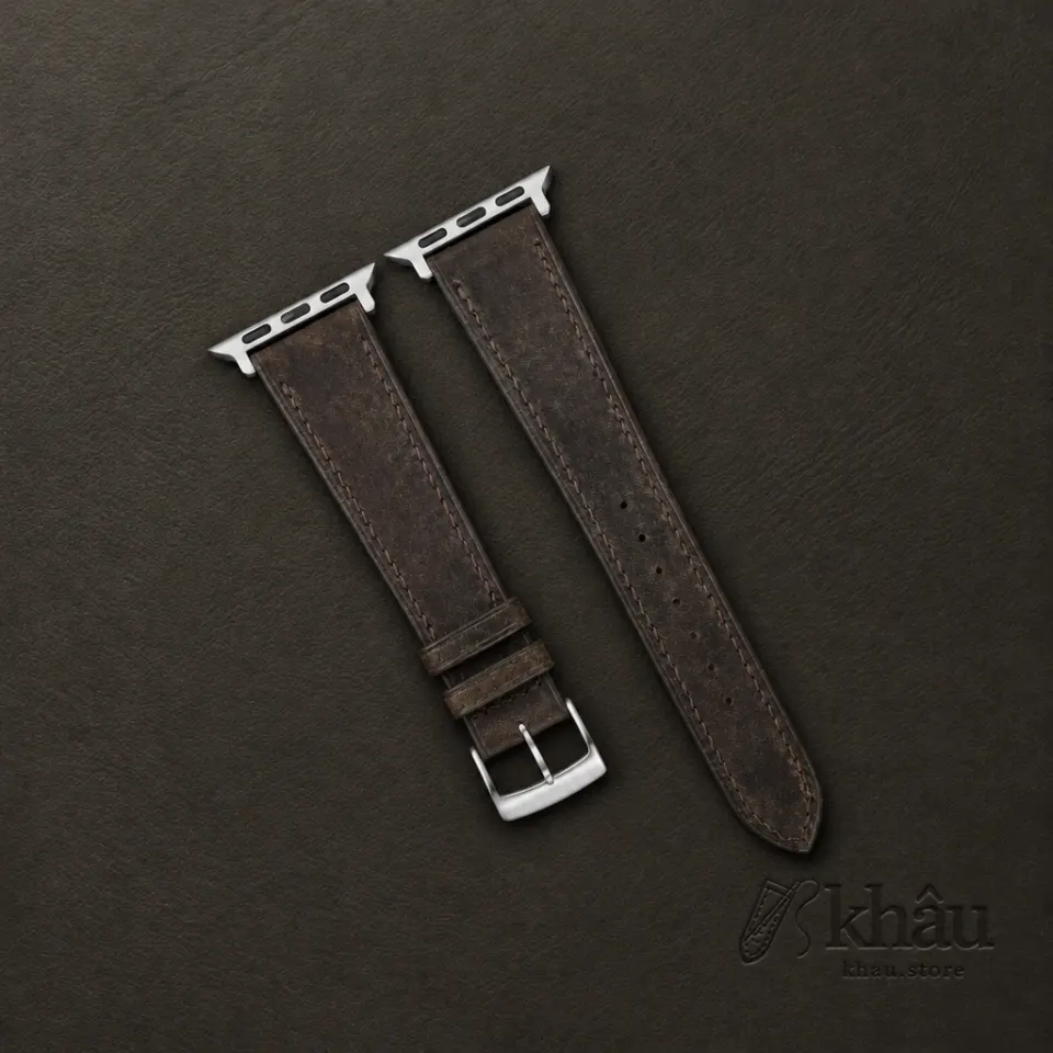 Umber Brown Habana Leather Apple Watch Band — front view