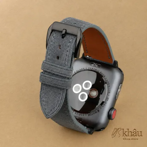 Stone Grey Suede Leather Apple Watch Band — additional view