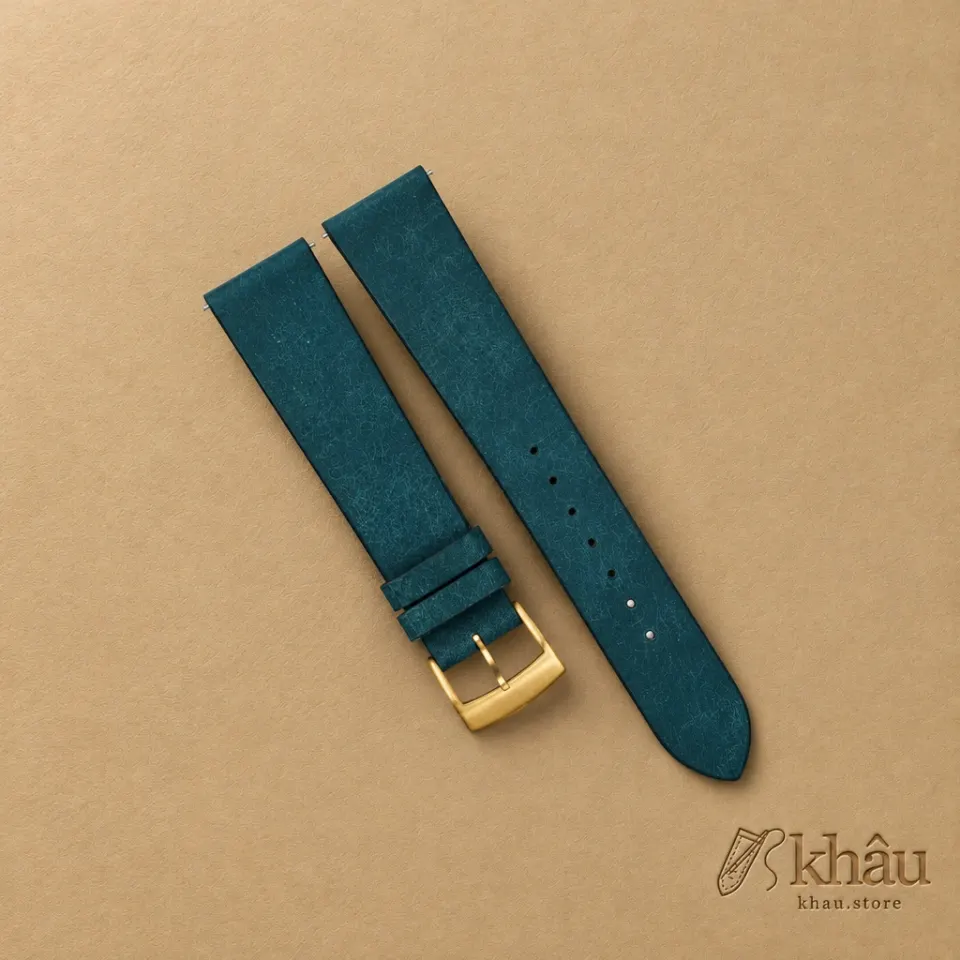 Vintage Navy Pueblo Badalassi Carlo Leather Watch Strap — front view