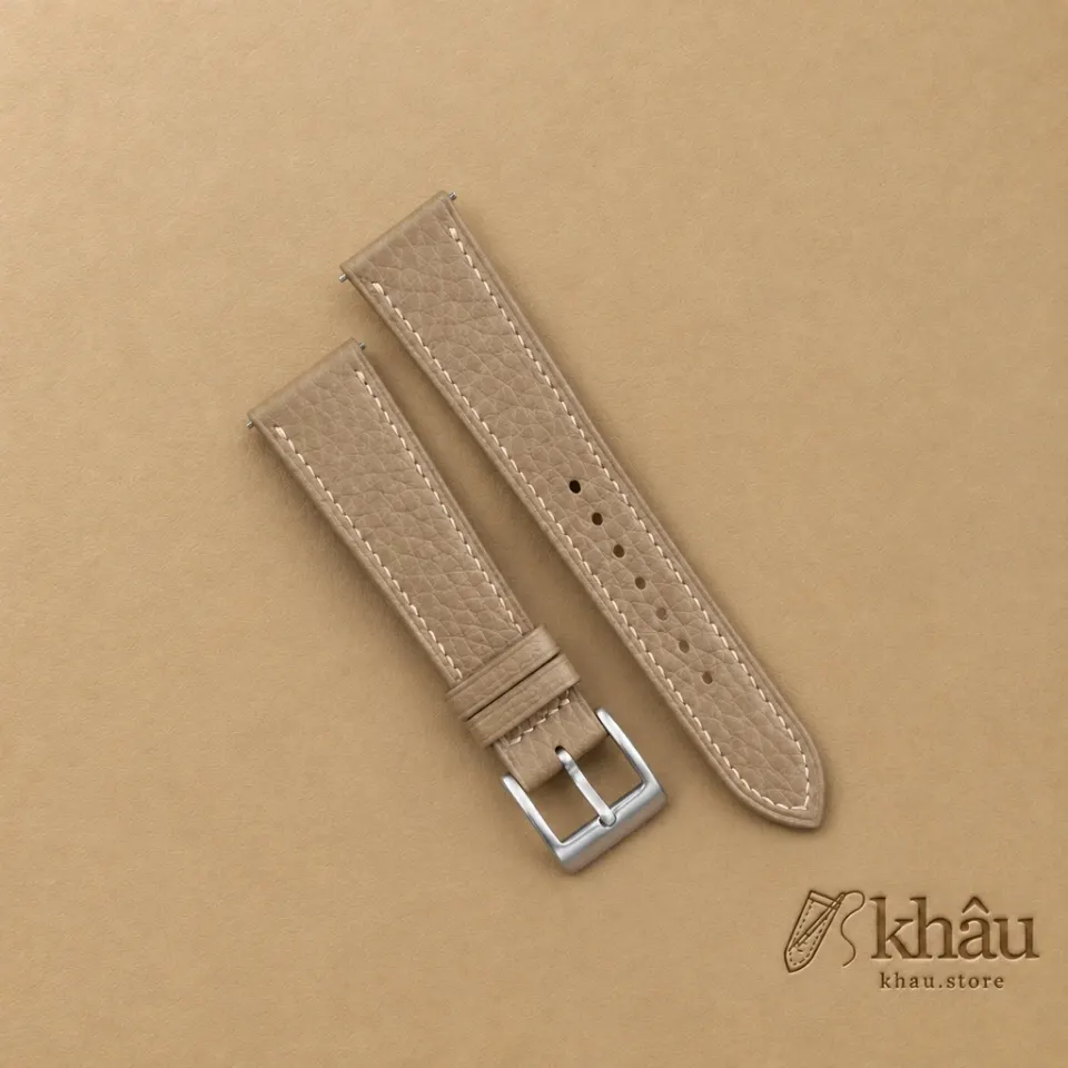 Taupe Togo Leather Watch Strap — front view