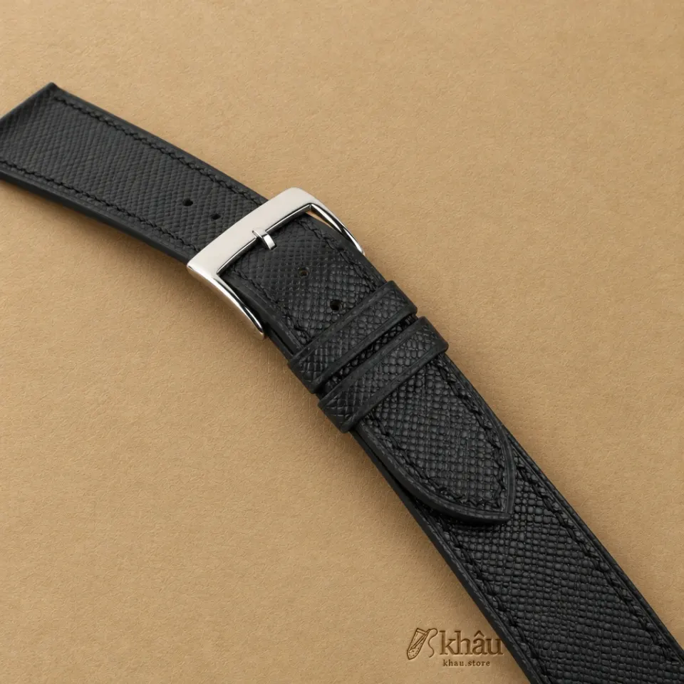 Black Saffiano Leather Watch Strap — additional view