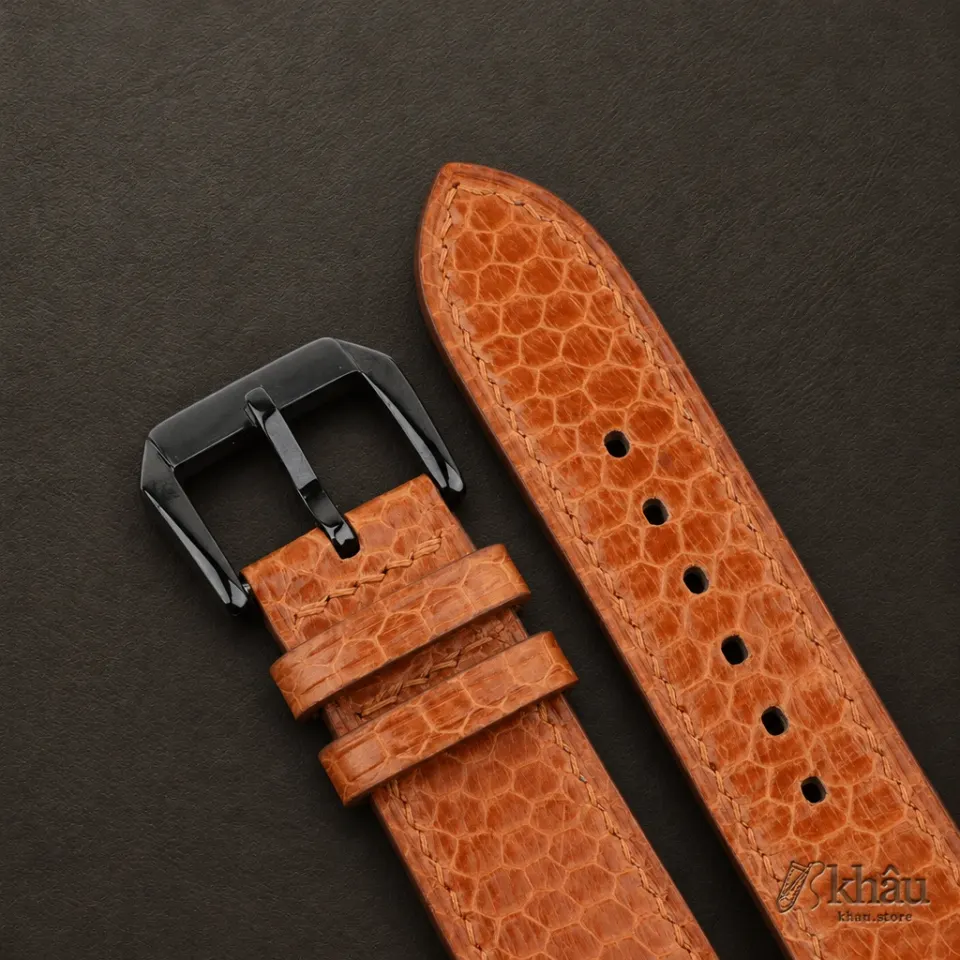 Cognac Snake Sea Leather Samsung Watch Band — additional view