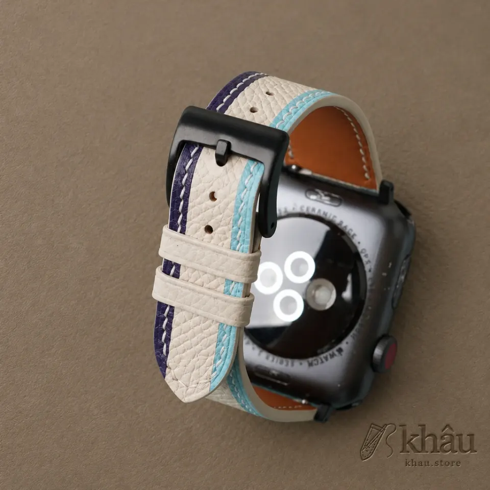 Tricolor Pearl White Epsom Leather Apple Watch Band — additional view