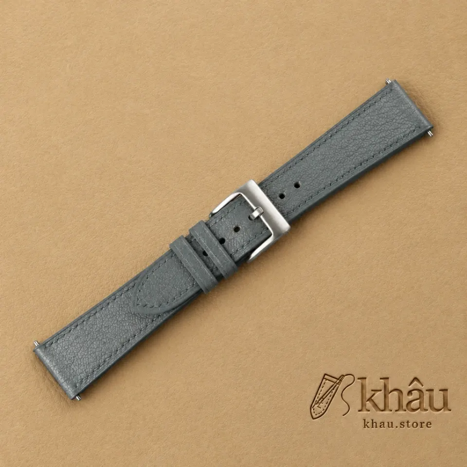 Steel Grey Alran Chevre Leather Watch Strap — additional view