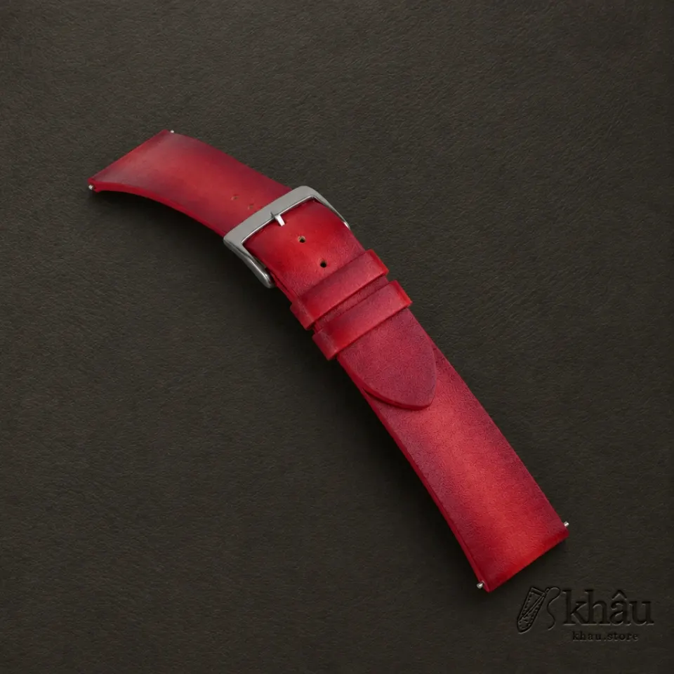 Patina Red Vegetable Tanned Leather Watch Strap — additional view