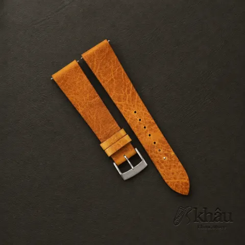 Vintage Whiskey Badalassi Carlo Waxed Leather Watch Strap — front view