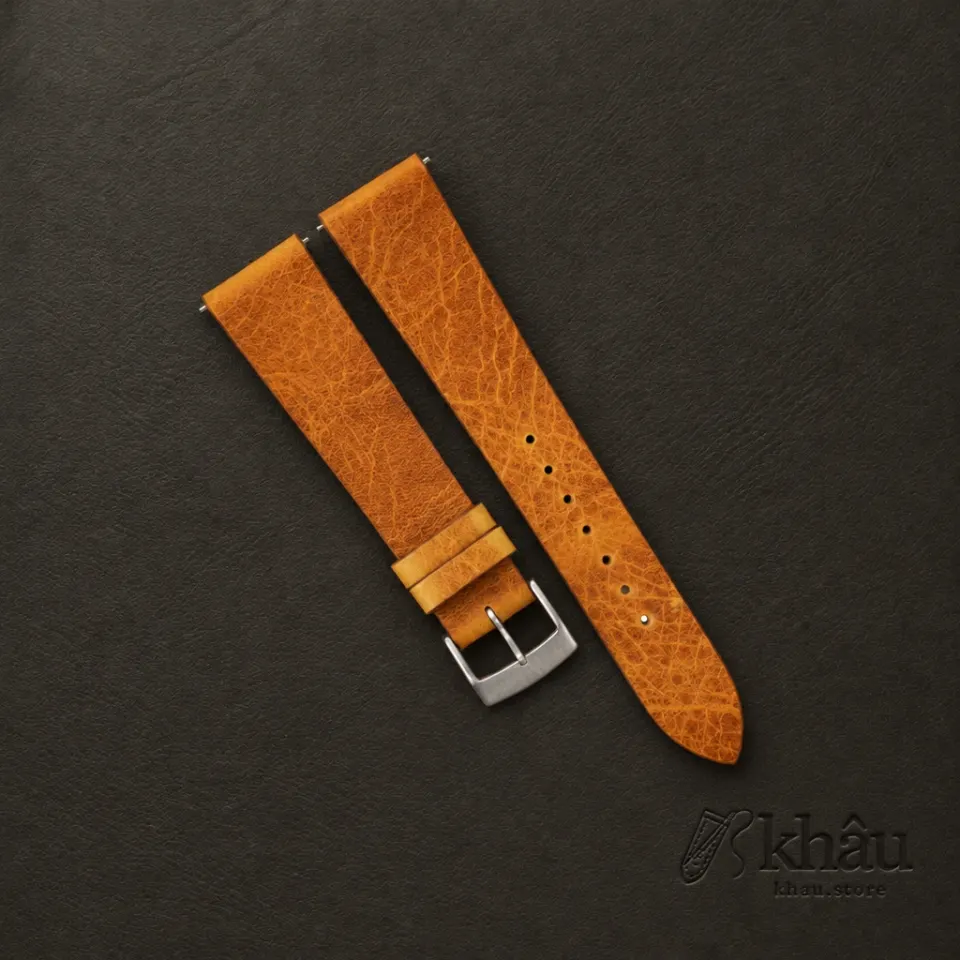 Vintage Whiskey Badalassi Carlo Waxed Leather Watch Strap — front view