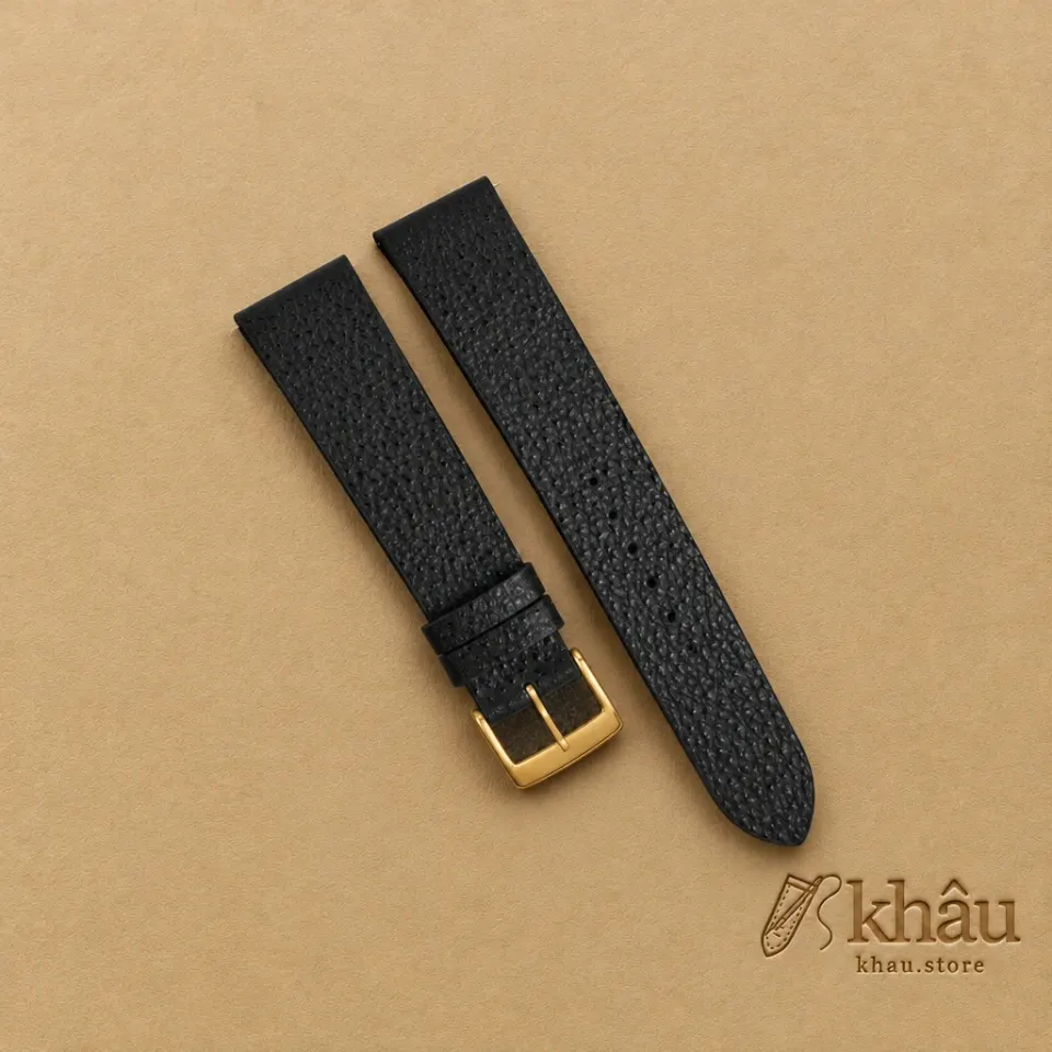 Vintage Black Diamond Wagyu Leather Watch Strap — front view