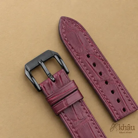 Burgundy Alligator Leather Samsung Watch Band — additional view