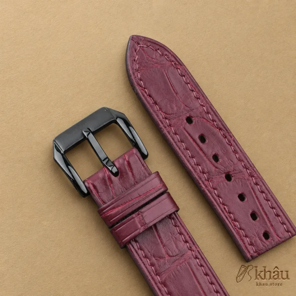 Burgundy Alligator Leather Samsung Watch Band — additional view