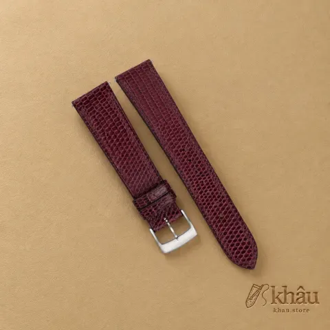 Burgundy Lizard Leather Watch Strap — front view