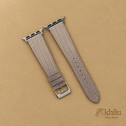 Light Grey Lizard Leather Apple Watch Band — front view