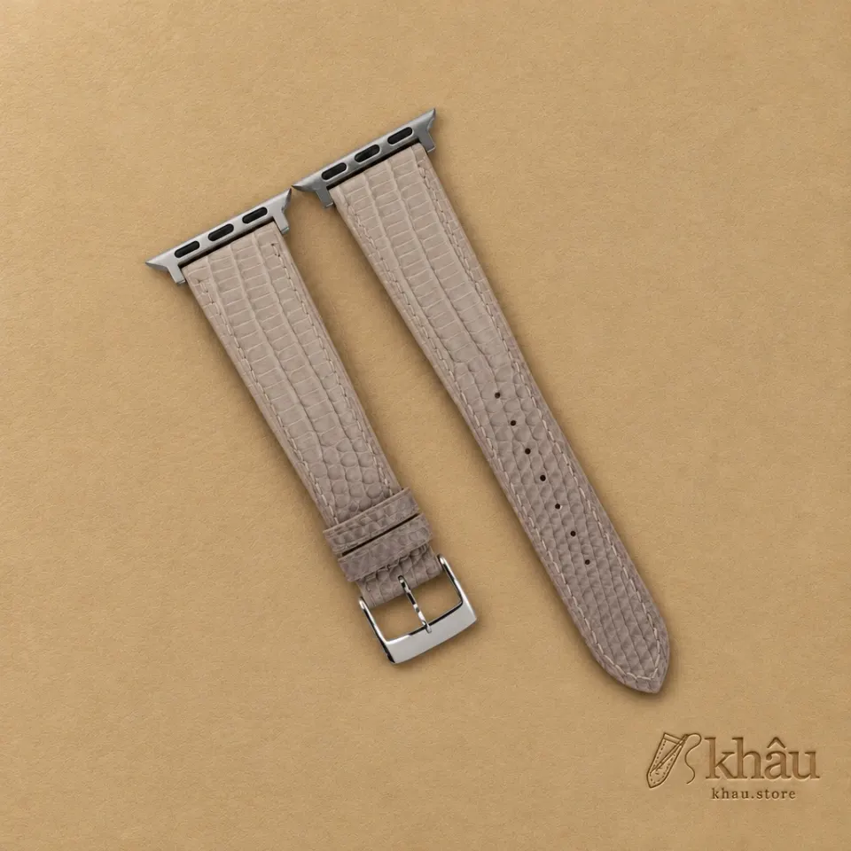 Light Grey Lizard Leather Apple Watch Band — front view