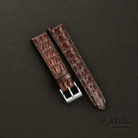 Brown Double Hornback Alligator Watch Strap — front view