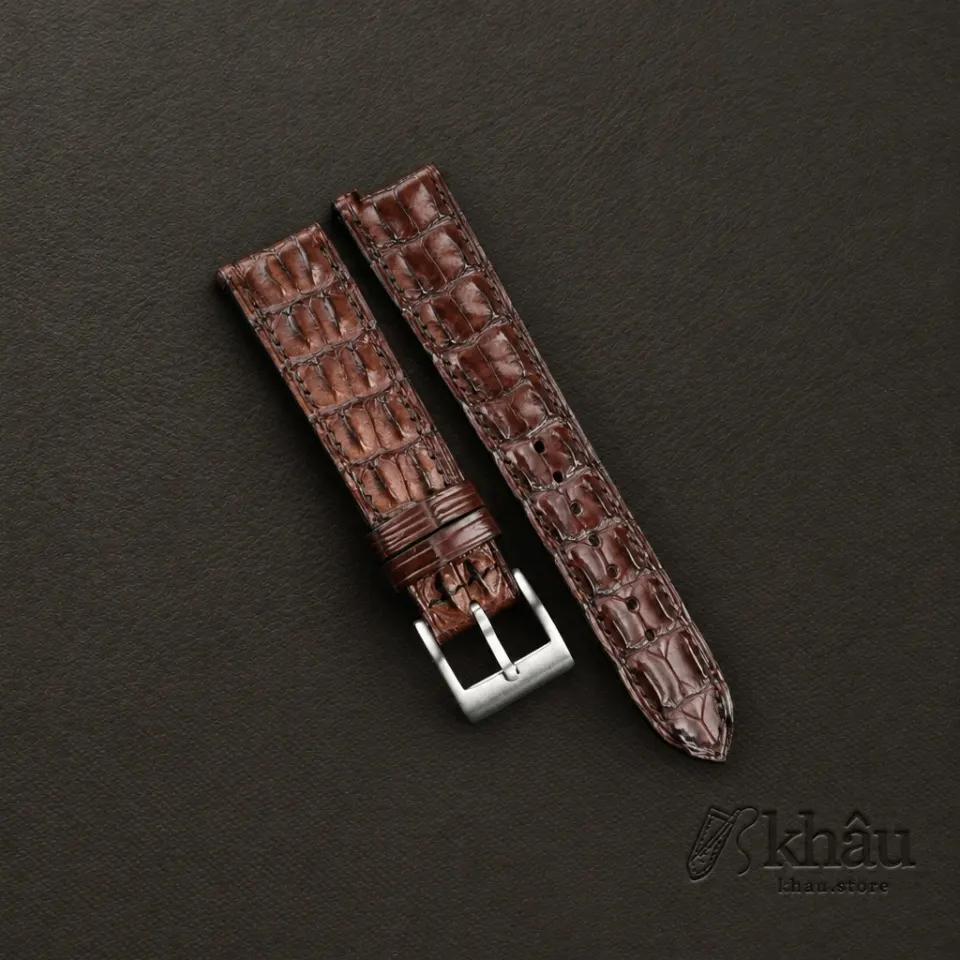 Brown Double Hornback Alligator Watch Strap — front view