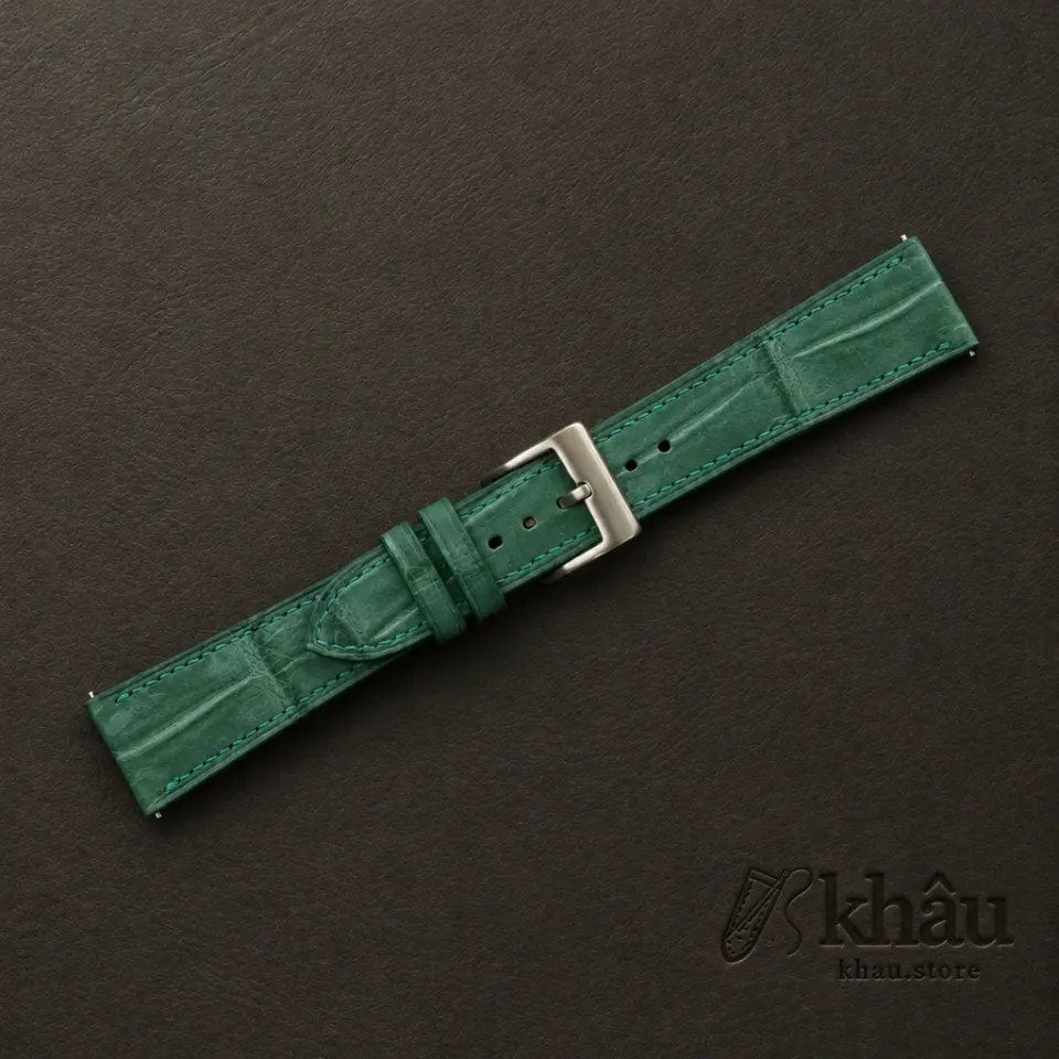 Nubuck Green Alligator Leather Watch Strap — additional view