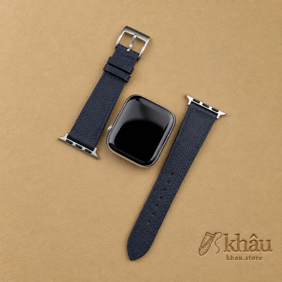 Navy Epsom Calf Leather Apple Watch Band — additional view