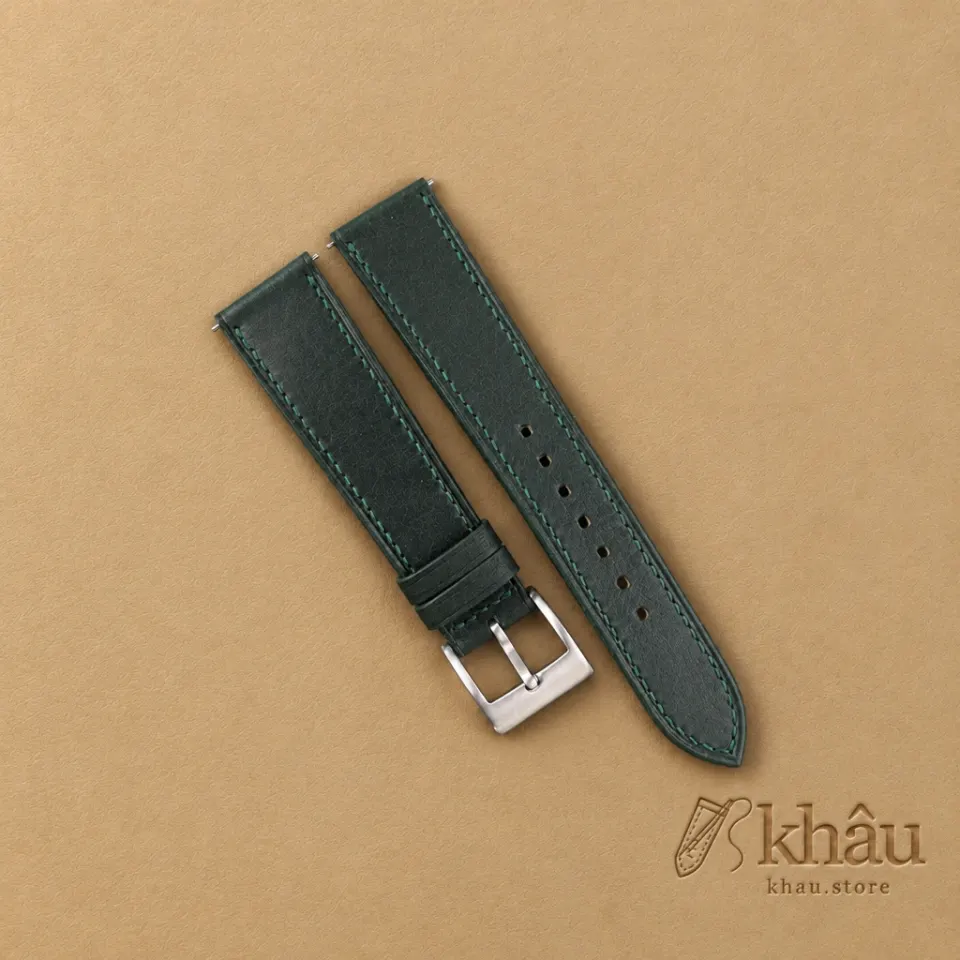 Forest Smooth Calf Leather Watch Strap — front view