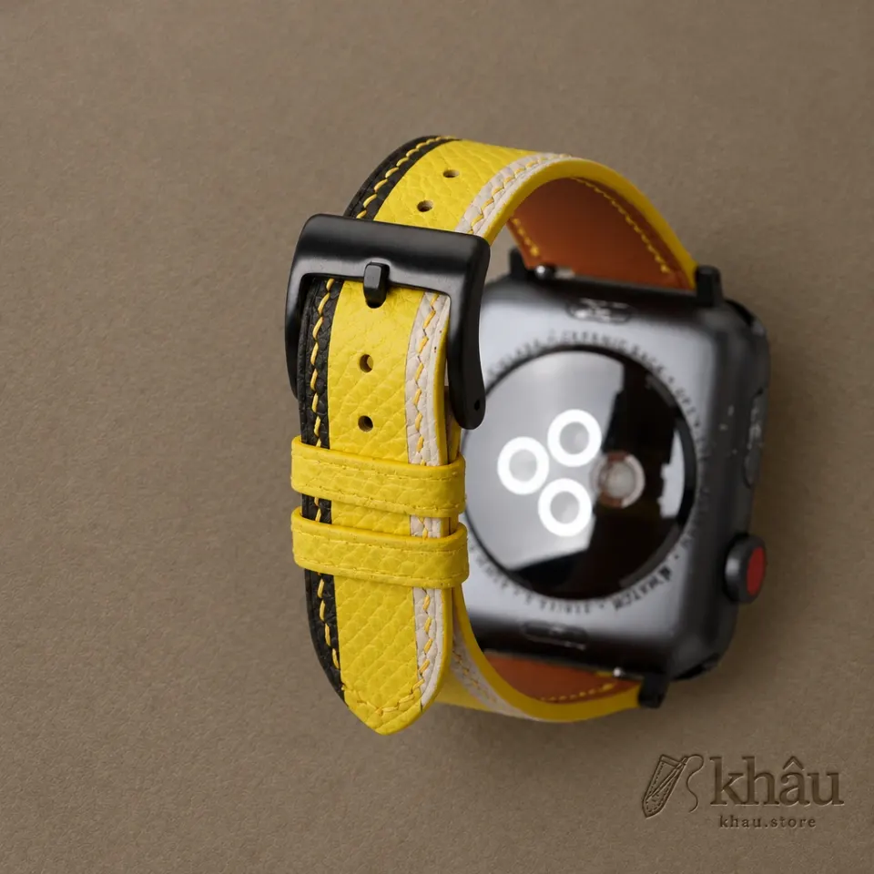 Tricolor Yellow Epsom Leather Apple Watch Band — additional view