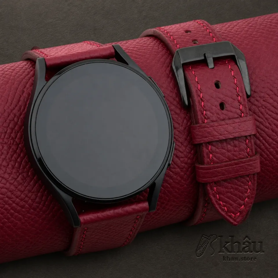 Red Epsom Leather Samsung Watch Band — front view