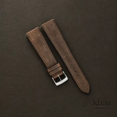 Rustic Crazy Horse Leather Watch Strap — front view