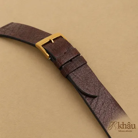 Vintage Dark Brown Alran Fat Nat Cherve Goat Leather Watch Strap — additional view