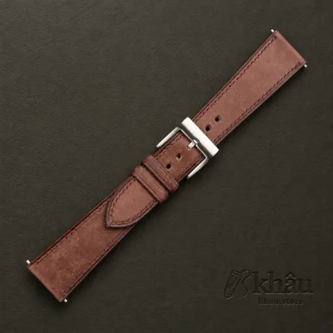 Brown Maya Vegetable Tanned Calfskin Leather Watch Strap — additional view
