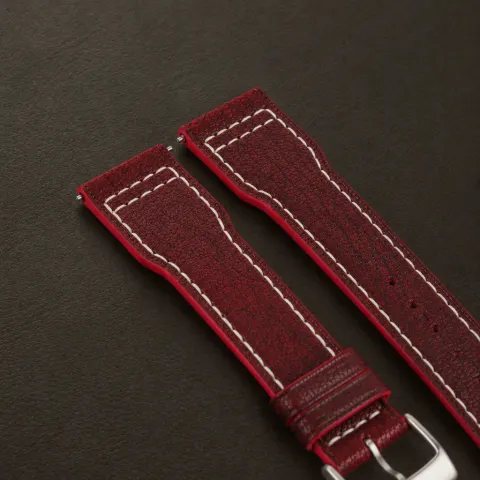 Pilot Red Alran Fat Nat Chevre Goat Leather Watch Strap — additional view