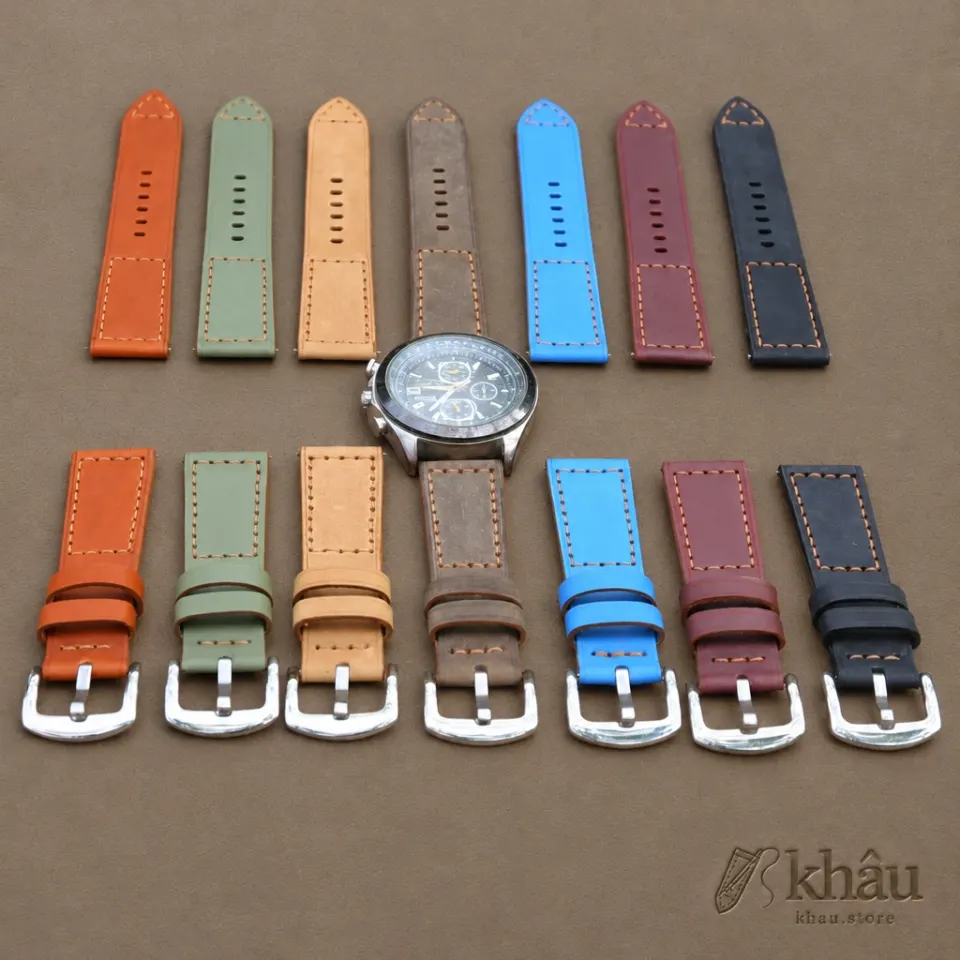 Cowhide watch straps in the partner workshop colour palette; watch not included