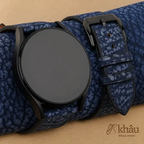 Dark Blue Shark Leather Samsung Watch Band — front view