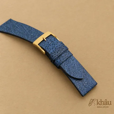 Vintage Navy Black Diamond Wagyu Leather Watch Strap — additional view