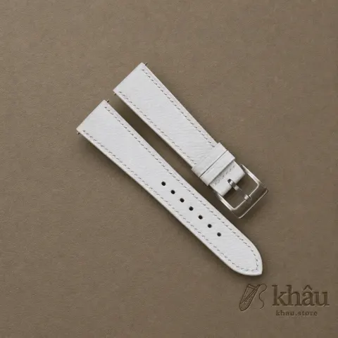 White Epsom Leather Watch Strap — front view