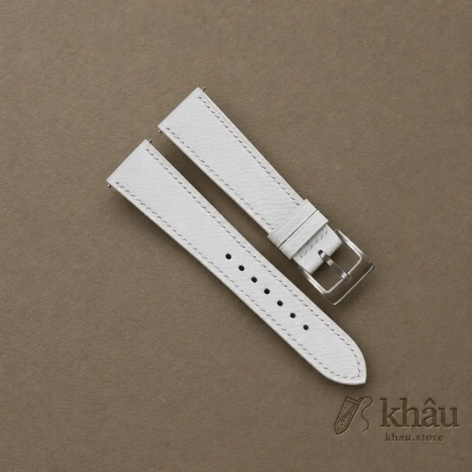 White Epsom Leather Watch Strap — front view