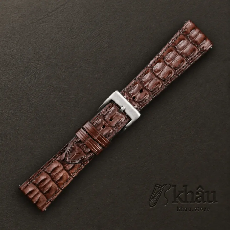 Brown Double Hornback Alligator Watch Strap — additional view