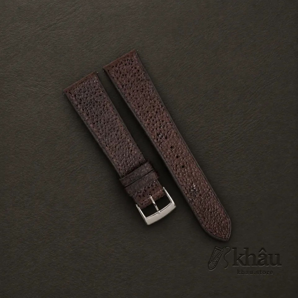 Brown Black Diamond Wagyu Leather Watch Strap — front view