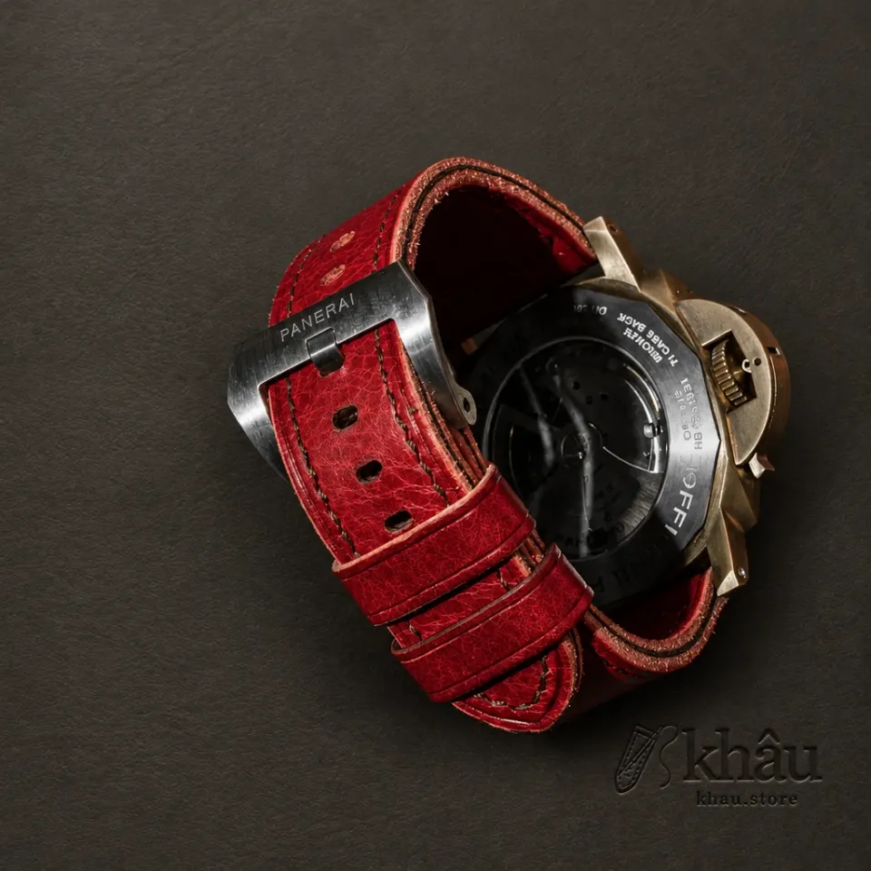 Evil Red Vachetta Veg Leather Strap for PAM Watch — additional view