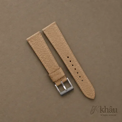 Beige Togo Leather Watch Strap — front view