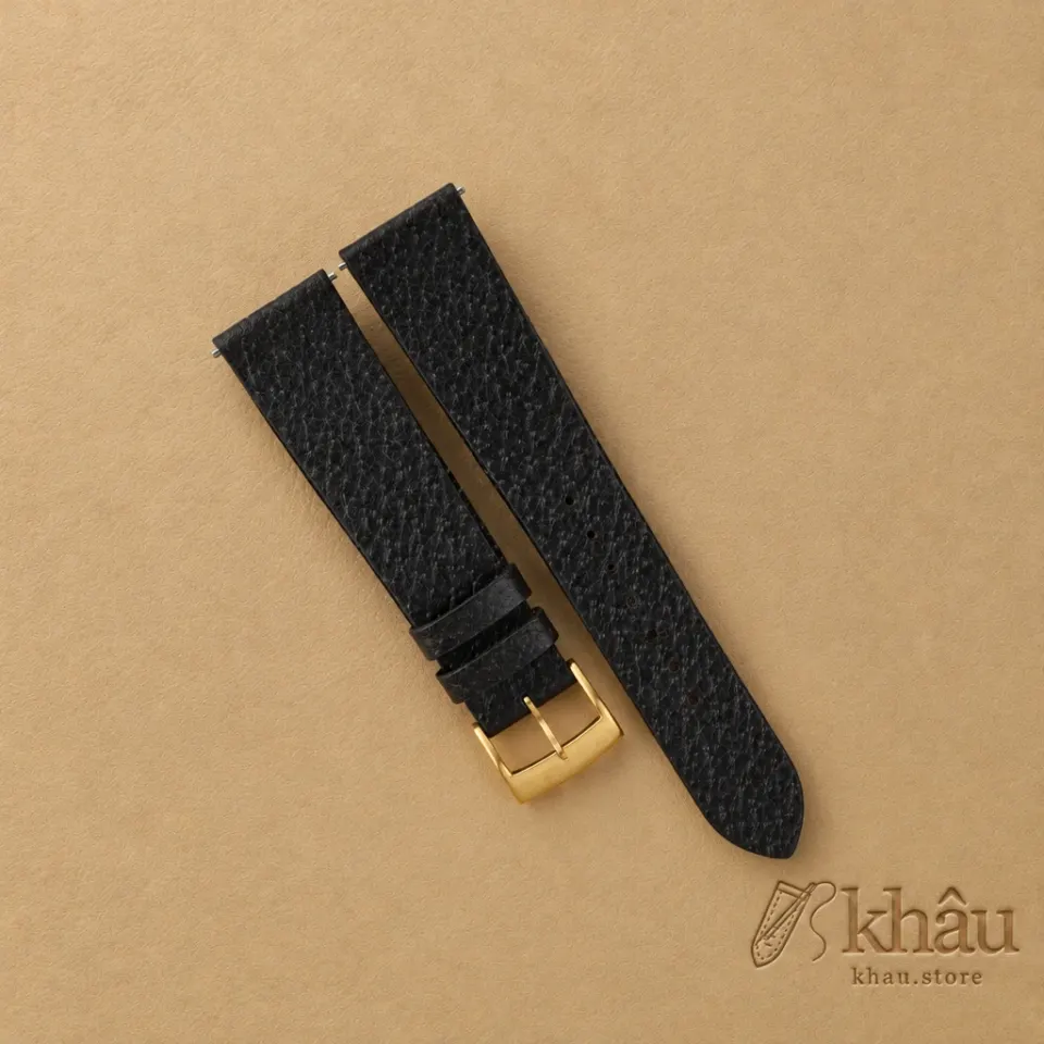 Vintage Chocolate Peccary Leather Watch Strap — front view