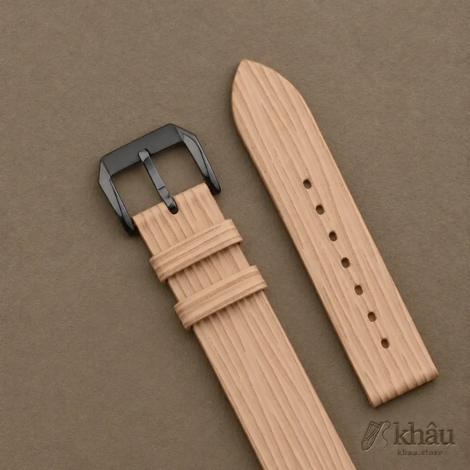 Beige Calfskin Leather Samsung Watch Band – Wave Texture — additional view