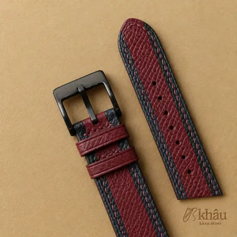 Tricolor Burgundy Epsom Leather Samsung Watch Band — additional view