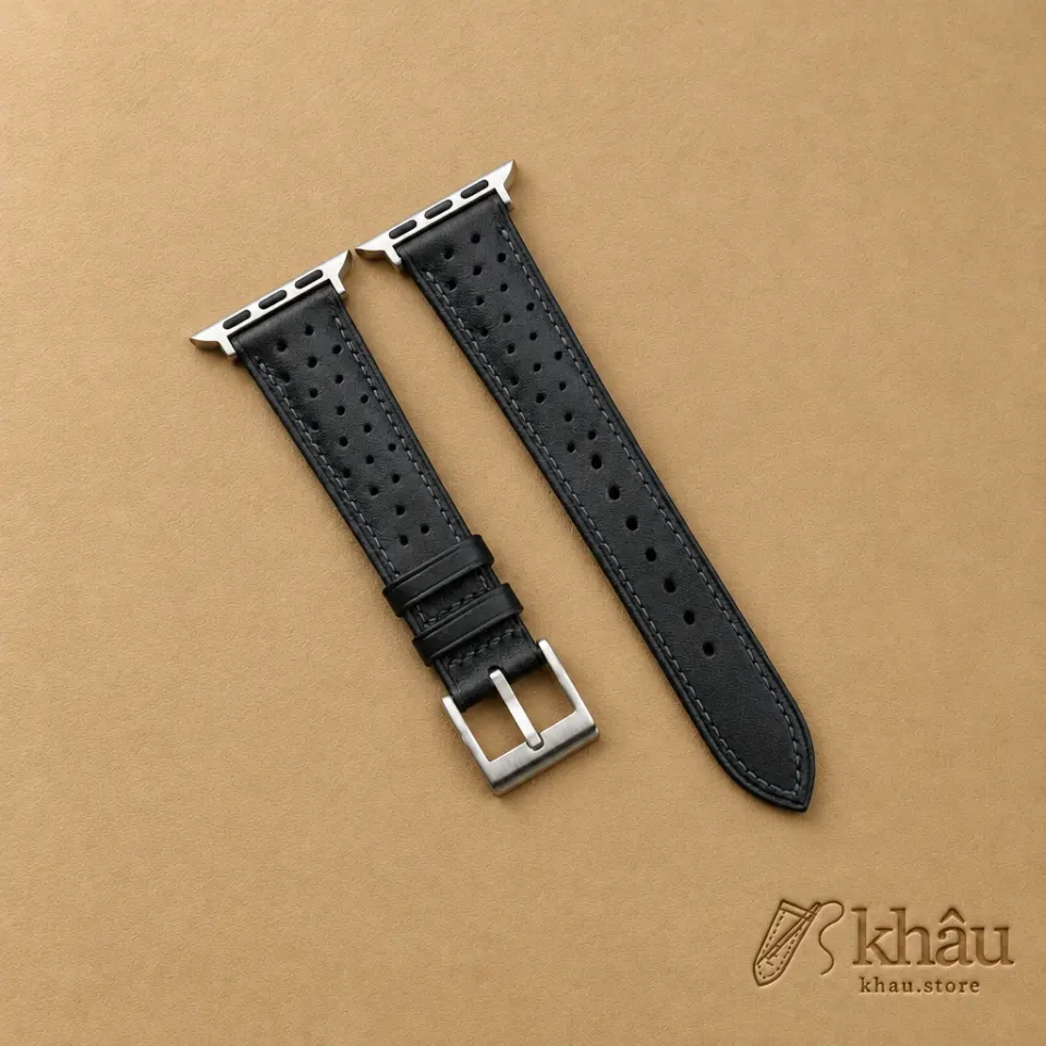 Rally Midnight Blue Swift Leather Apple Watch Band — front view