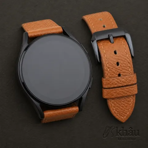 Brown Epsom Leather Samsung Watch Band — front view