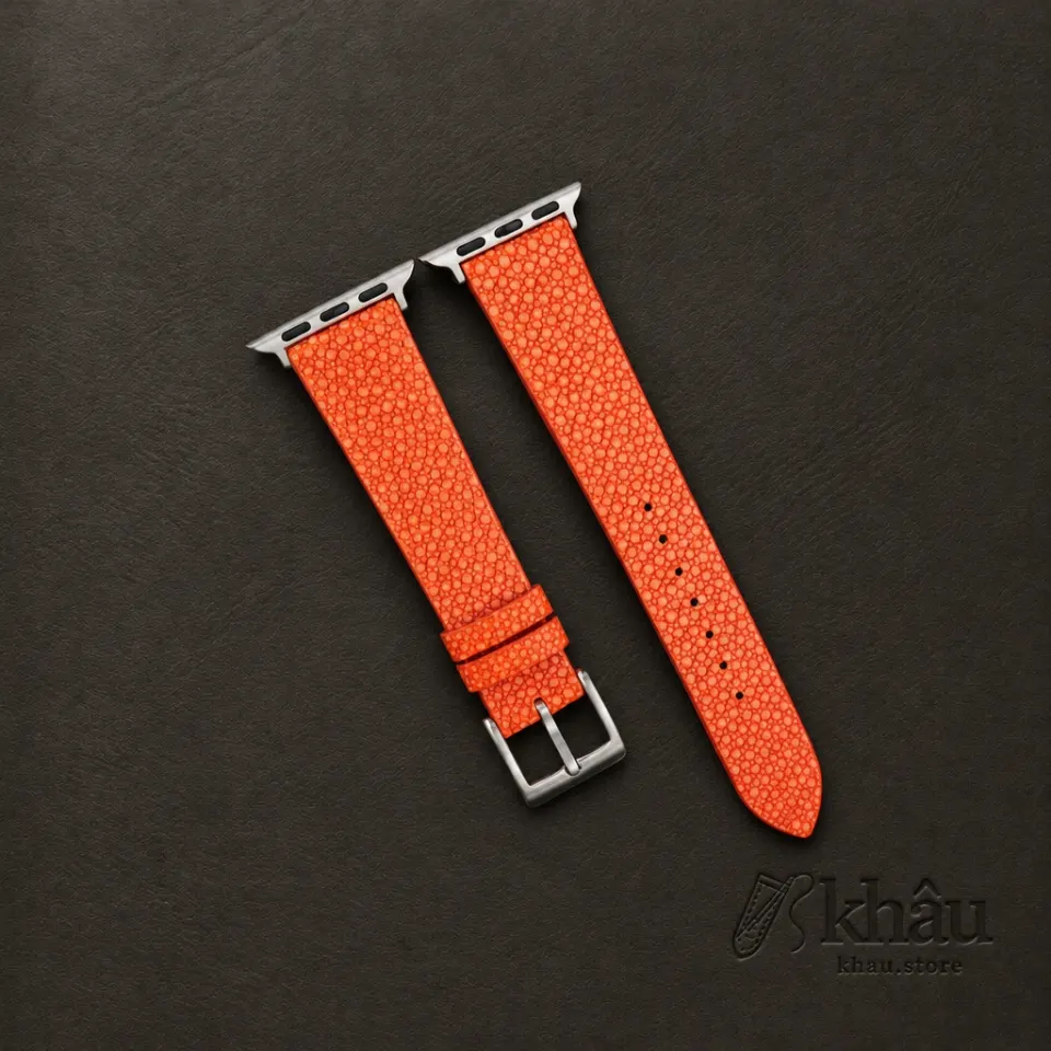 Orange Stingray Leather Apple Watch Band — front view