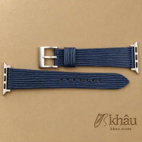 Navy Calfskin Apple watch band – Waves Texture — additional view