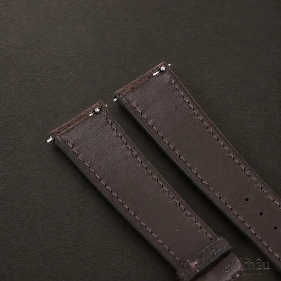 Padded Brown Black Diamond Wagyu Leather Watch Strap — additional view