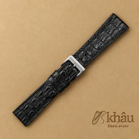 Black Double Hornback Alligator Watch Strap — additional view