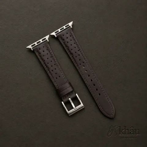 Rally Brown Swift Leather Apple Watch Band — front view