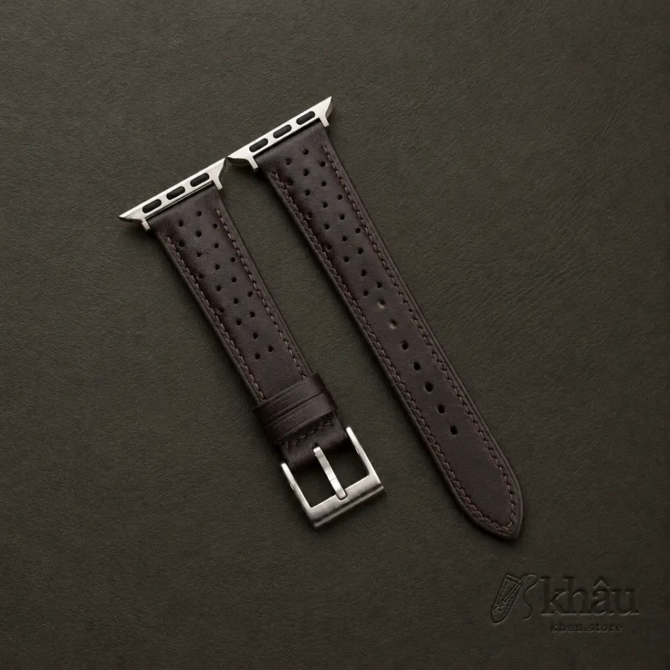 Rally Brown Swift Leather Apple Watch Band — front view